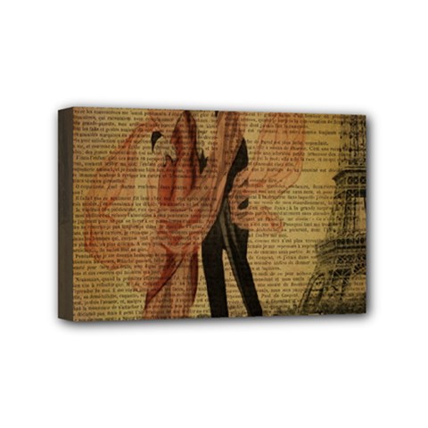 Vintage Paris Eiffel Tower Elegant Dancing Waltz Dance Couple  Mini Canvas 6  X 4  (framed) by chicelegantboutique