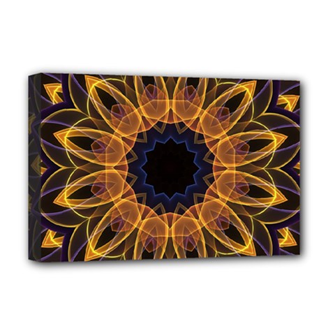 Yellow Purple Lotus Mandala Deluxe Canvas 18  X 12  (framed) by Zandiepants