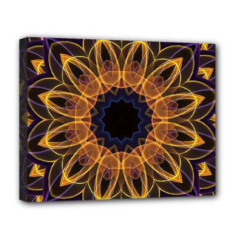 Yellow Purple Lotus Mandala Deluxe Canvas 20  X 16  (framed) by Zandiepants