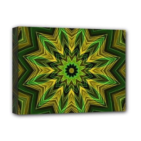 Woven Jungle Leaves Mandala Deluxe Canvas 16  X 12  (framed)  by Zandiepants