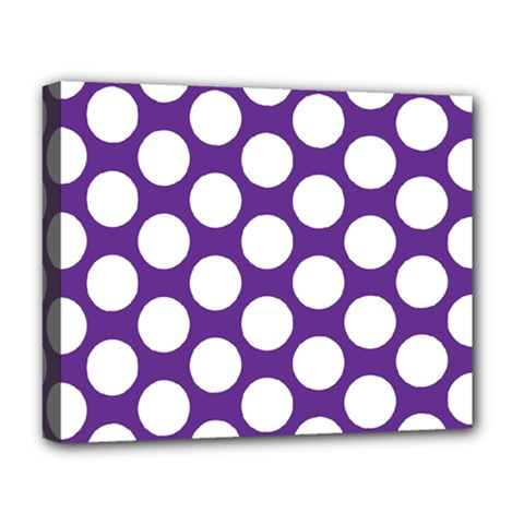 Purple Polkadot Deluxe Canvas 20  X 16  (framed) by Zandiepants