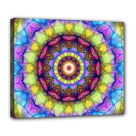 Rainbow Glass Deluxe Canvas 24  X 20  (framed) by Zandiepants