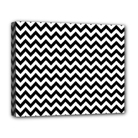 Black And White Zigzag Deluxe Canvas 20  X 16  (framed) by Zandiepants