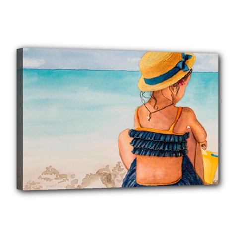 A Day At The Beach Canvas 18  X 12  (framed) by TonyaButcher