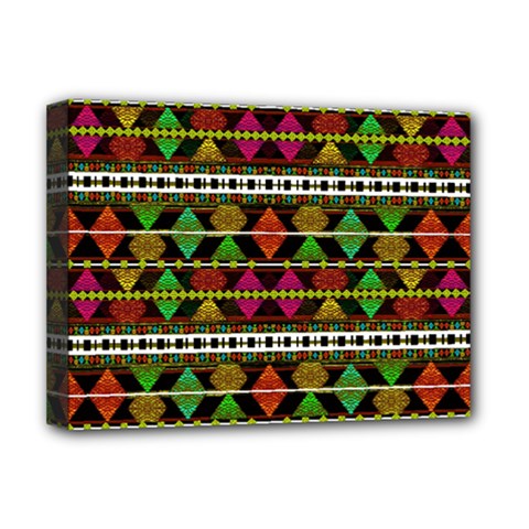 Aztec Style Pattern Deluxe Canvas 16  X 12  (framed)  by dflcprints