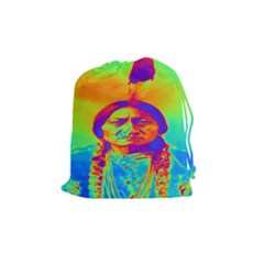 Sitting Bull Drawstring Pouch (medium) by icarusismartdesigns