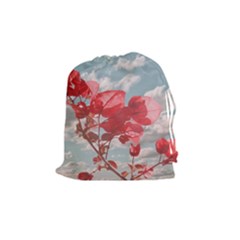 Flowers In The Sky Drawstring Pouch (medium) by dflcprints