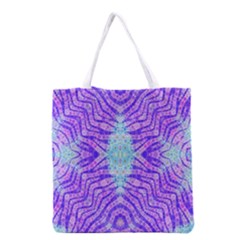 Turquoise Purple Zebra Pattern  All Over Print Grocery Tote Bag by OCDesignss