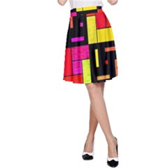 Squares And Rectangles A-line Skirt by LalyLauraFLM