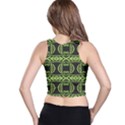 Green shapes on a black background pattern Racer Back Crop Top View2