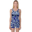 Bright Blue Cheetah Bling Abstract  One Piece Boyleg Swimsuit View1