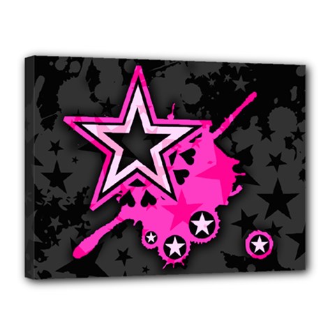 Pink Star Graphic Canvas 16  X 12  (framed) by ArtistRoseanneJones