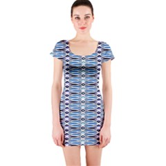 Blue Batik Short Sleeve Bodycon Dress by ElenaIndolfiStyle