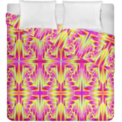 Pink And Yellow Rave Pattern Duvet Cover (king Size) by KirstenStar