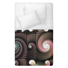 Peach Swirls On Black Duvet Cover Single Side (single Size) by KirstenStar