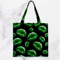 Sassy Florescent Green Lips Zipper Grocery Tote Bags by OCDesignss