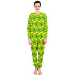 Gerbera Daisy Vector Tile Pattern Onepiece Jumpsuit (ladies)  by GardenOfOphir