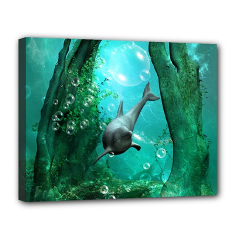 Wonderful Dolphin Canvas 14  X 11  by FantasyWorld7