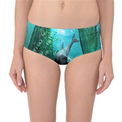 Wonderful Dolphin Mid-waist Bikini Bottoms by FantasyWorld7