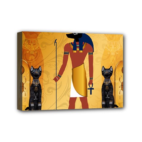 Anubis, Ancient Egyptian God Of The Dead Rituals  Mini Canvas 7  X 5  by FantasyWorld7