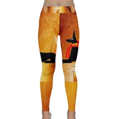 Anubis, Ancient Egyptian God Of The Dead Rituals  Yoga Leggings by FantasyWorld7