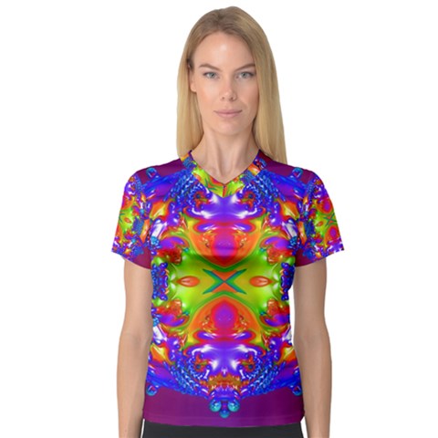 Abstract 6 Women s V-neck Sport Mesh Tee by icarusismartdesigns