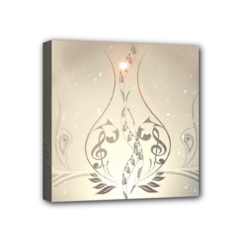 Music, Piano With Clef On Soft Background Mini Canvas 4  X 4  by FantasyWorld7