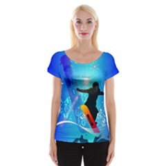 Snowboarding Women s Cap Sleeve Top by FantasyWorld7