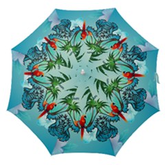 Summer Design With Cute Parrot And Palms Straight Umbrellas by FantasyWorld7