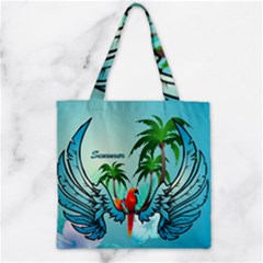 Summer Design With Cute Parrot And Palms Zipper Grocery Tote Bags by FantasyWorld7