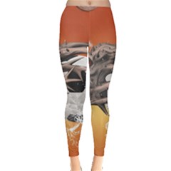 Soccer With Skull And Fire And Water Splash Women s Leggings by FantasyWorld7