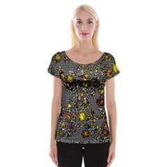 Sci Fi Fantasy Cosmos Yellow Women s Cap Sleeve Top by ImpressiveMoments