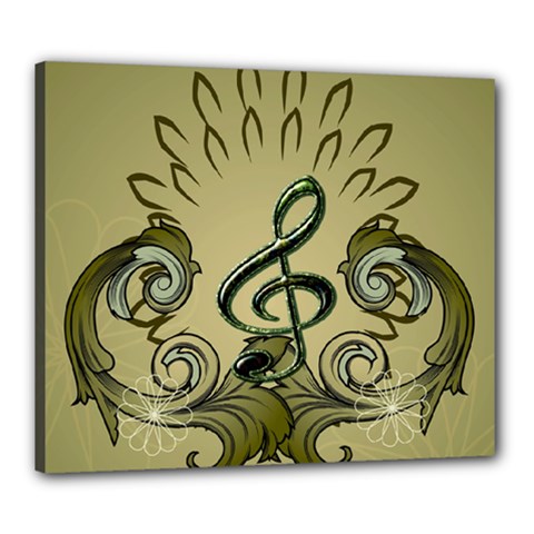 Decorative Clef With Damask In Soft Green Canvas 24  X 20  by FantasyWorld7