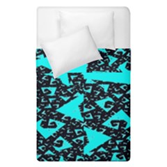 Teal On Black Funky Fractal Duvet Cover (single Size) by KirstenStar