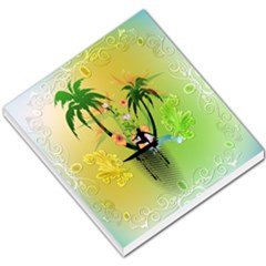 Surfing, Surfboarder With Palm And Flowers And Decorative Floral Elements Small Memo Pads by FantasyWorld7