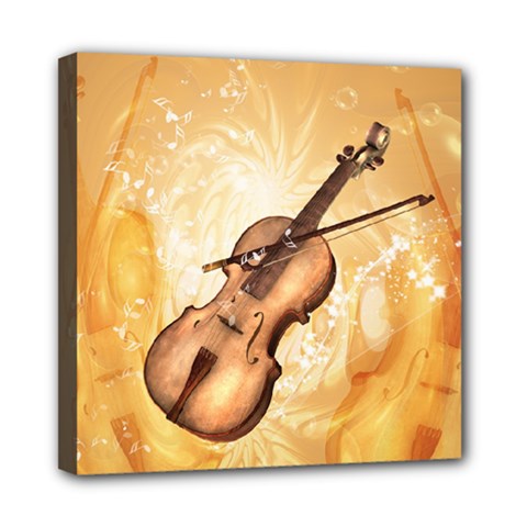 Wonderful Violin With Violin Bow On Soft Background Mini Canvas 8  X 8  by FantasyWorld7