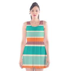 Rhombus And Retro Colors Stripes Pattern Scoop Neck Skater Dress by LalyLauraFLM