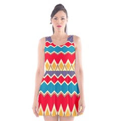 Chevrons And Rhombus Scoop Neck Skater Dress by LalyLauraFLM