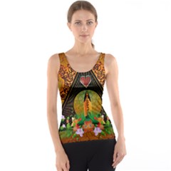 Surfing, Surfboard With Flowers And Floral Elements Tank Top by FantasyWorld7