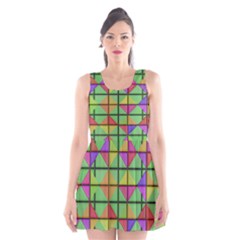 3d Rhombus Pattern Scoop Neck Skater Dress by LalyLauraFLM