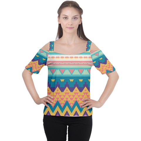 Pastel Tribal Design Women s Cutout Shoulder Tee by LalyLauraFLM