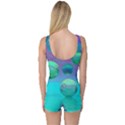 Ocean Dreams, Abstract Aqua Violet Ocean Fantasy One Piece Boyleg Swimsuit View2