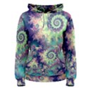 Violet Teal Sea Shells, Abstract Underwater Forest (purple Sea Horse, Abstract Ocean Waves  Women s Pullover Hoodie View1