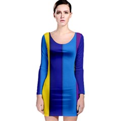 Rainbow Painting On Wood Long Sleeve Bodycon Dress by StuffOrSomething