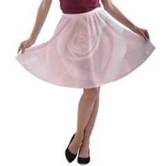 Pink White Love Rose A-line Skater Skirt by yoursparklingshop