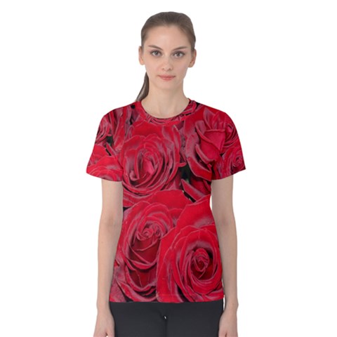 Red Roses Love Women s Cotton Tee by yoursparklingshop