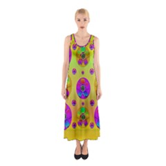 Floral Love And Why Not In Neon Sleeveless Maxi Dress by pepitasart