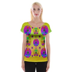 Floral Love And Why Not In Neon Women s Cap Sleeve Top by pepitasart