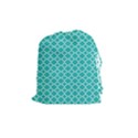 Turquoise quatrefoil pattern Drawstring Pouch (Medium) View1