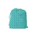 Turquoise quatrefoil pattern Drawstring Pouch (Medium) View2